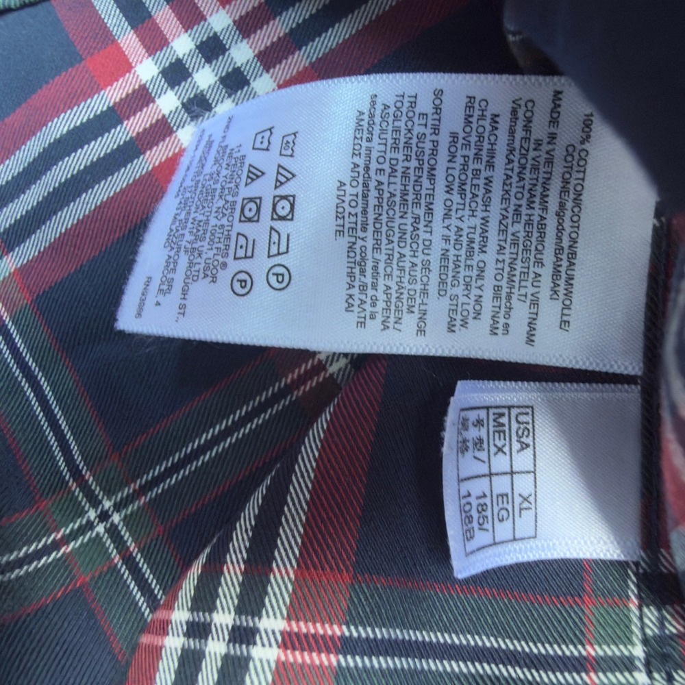 Brooks Brothers 1818 Original Shirt Mens XL Regular Non-Iron Plaid Navy Red - Picture 4 of 5